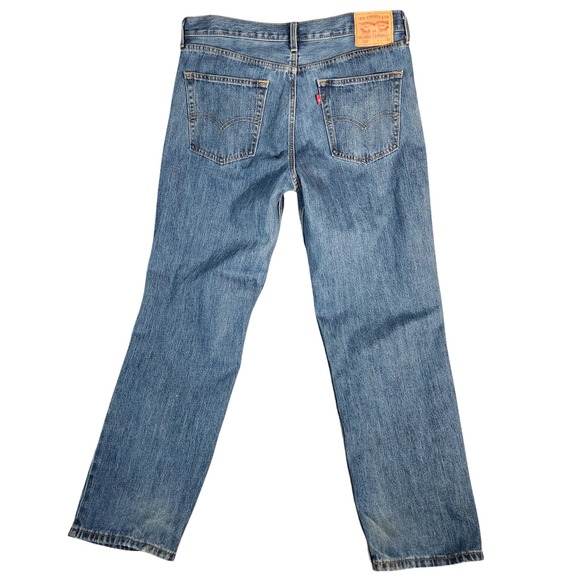 Levi's 505 Jeans Mens 36X32 Blue Regular Fit Straight Leg Denim - Picture 10 of 13